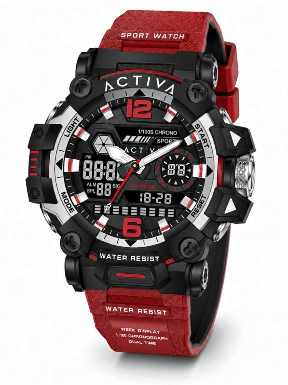 Activa X Invicta Analog Digital Men's Watch - 49mm. Red (ACW8072-003)-New
